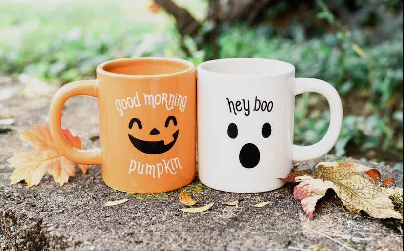 Pumpkin & Ghost Halloween Mug Set of 2