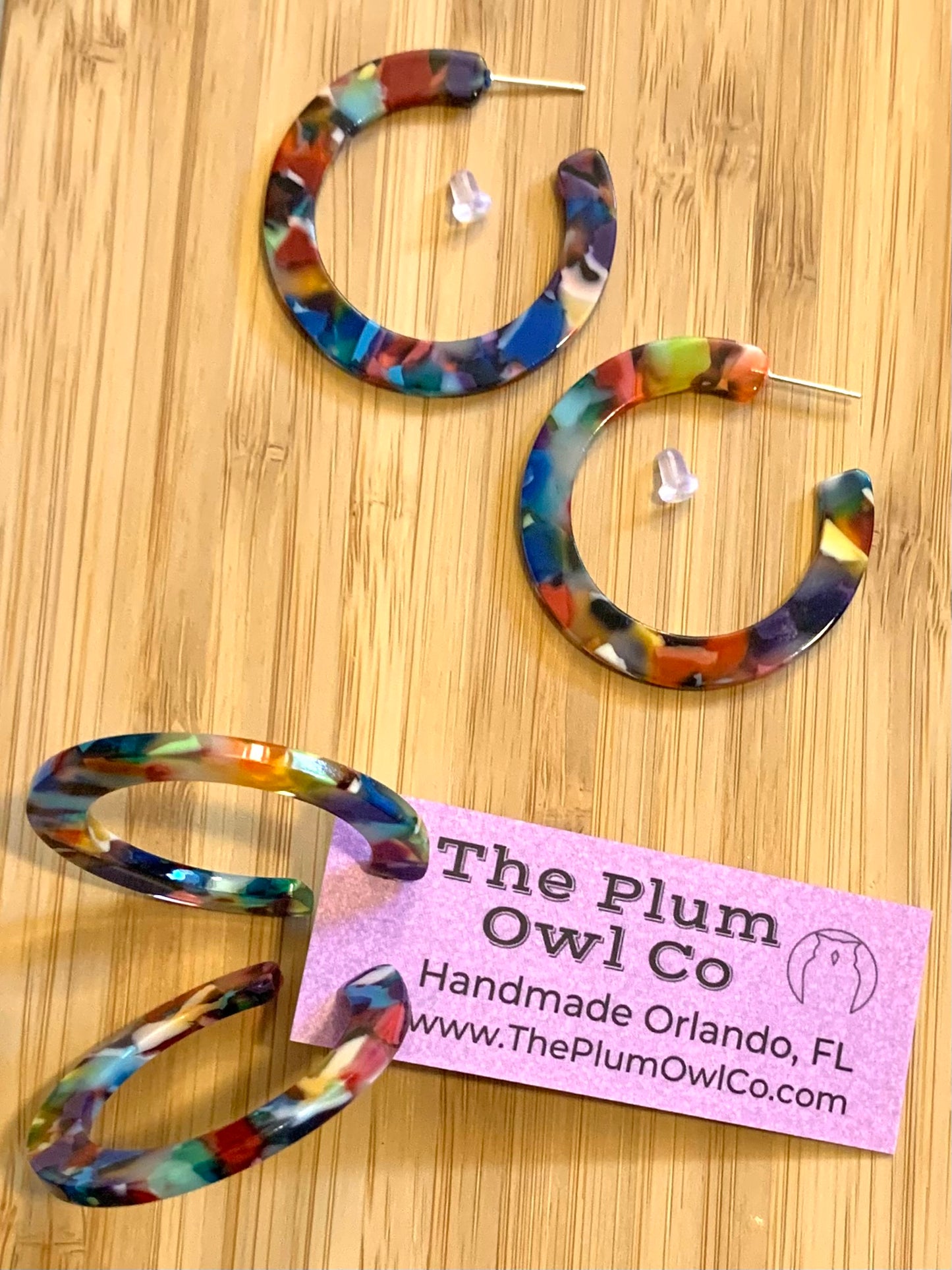 Rainbow Acrylic Hoop Earrings