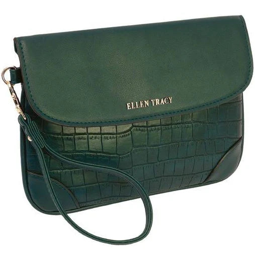 Emerald Green Crocodile Wristlet