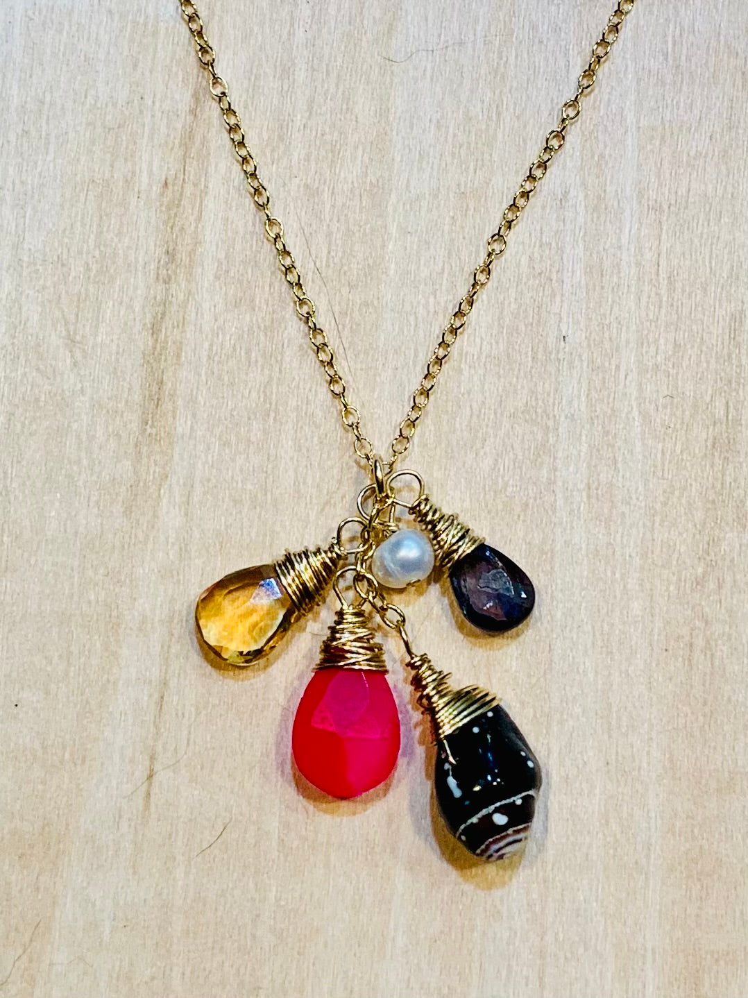 Sophie Grace 14k Gemstone and Shell Necklace