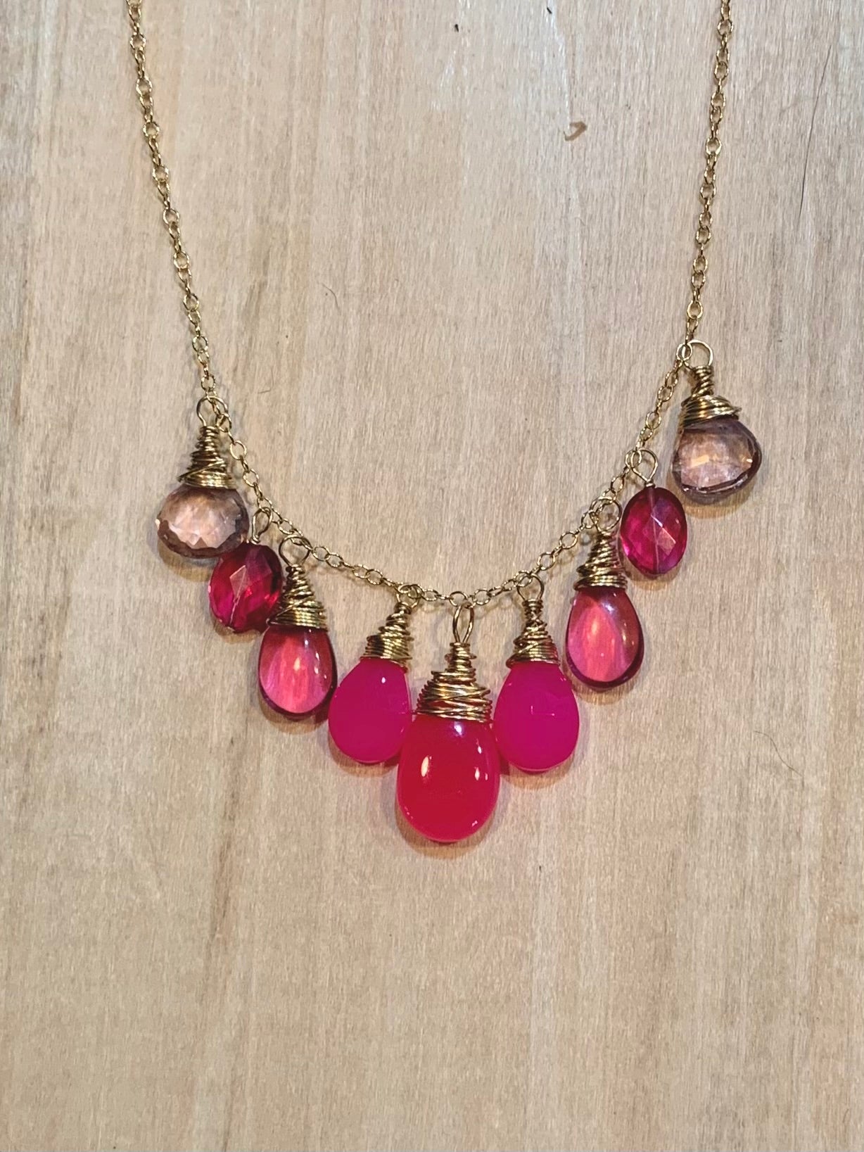 Sophie Grace Maui 14k Pink Sunset Gemstone Necklace