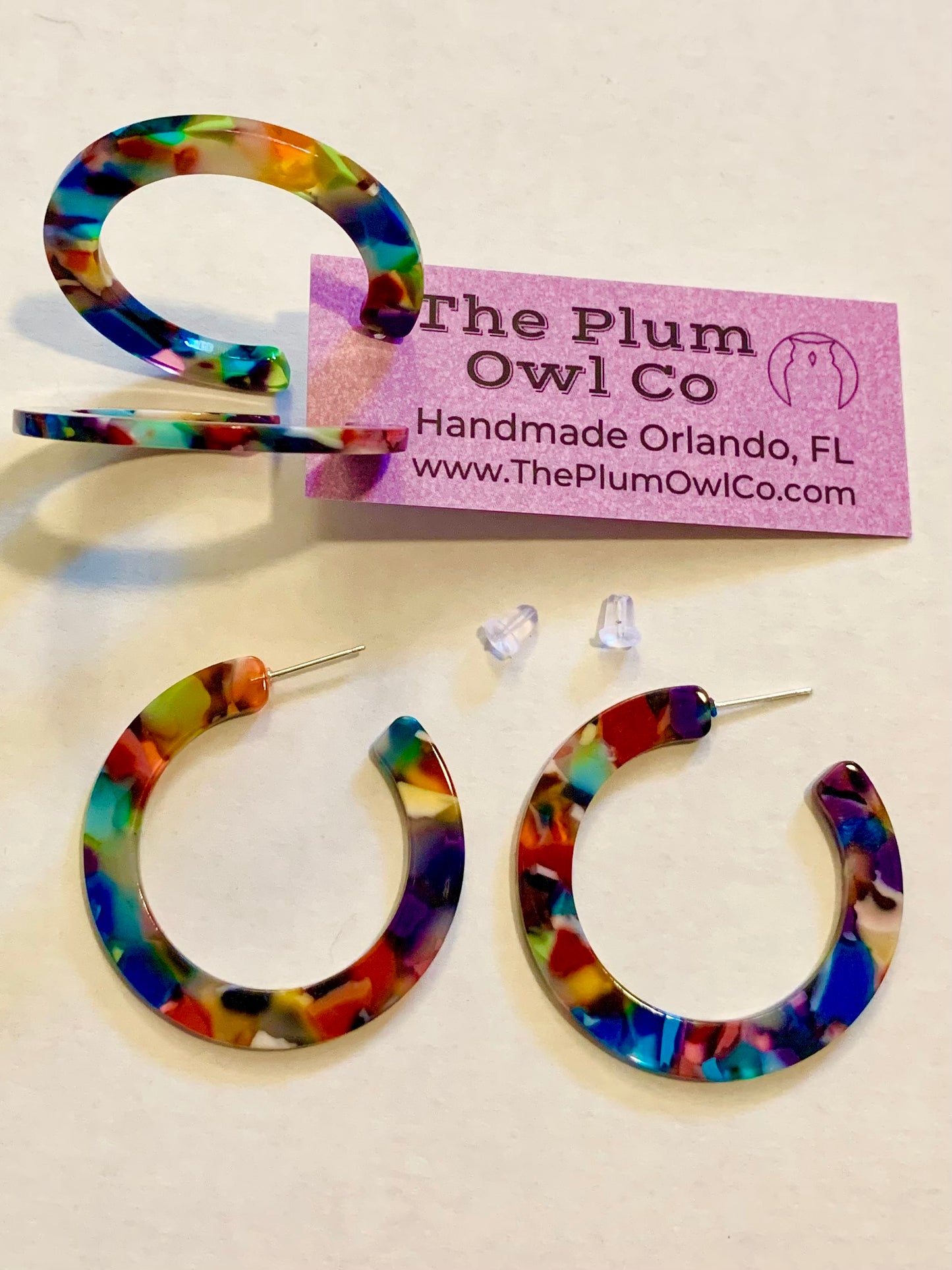 Rainbow Acrylic Hoop Earrings