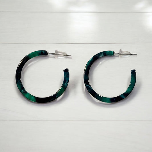 Forest Green Acrylic Hoop Earrings